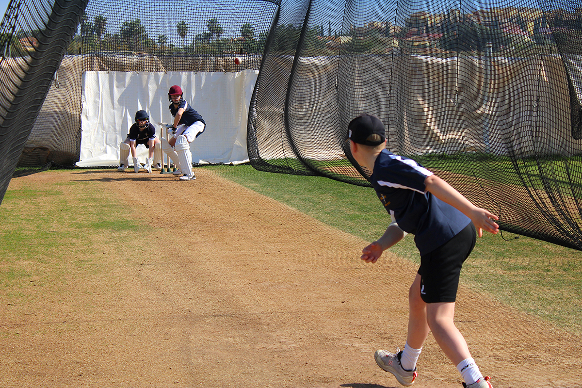 Ockbrook & Borrwash U’13 squad training at the Desert Springs Cricket Academy
