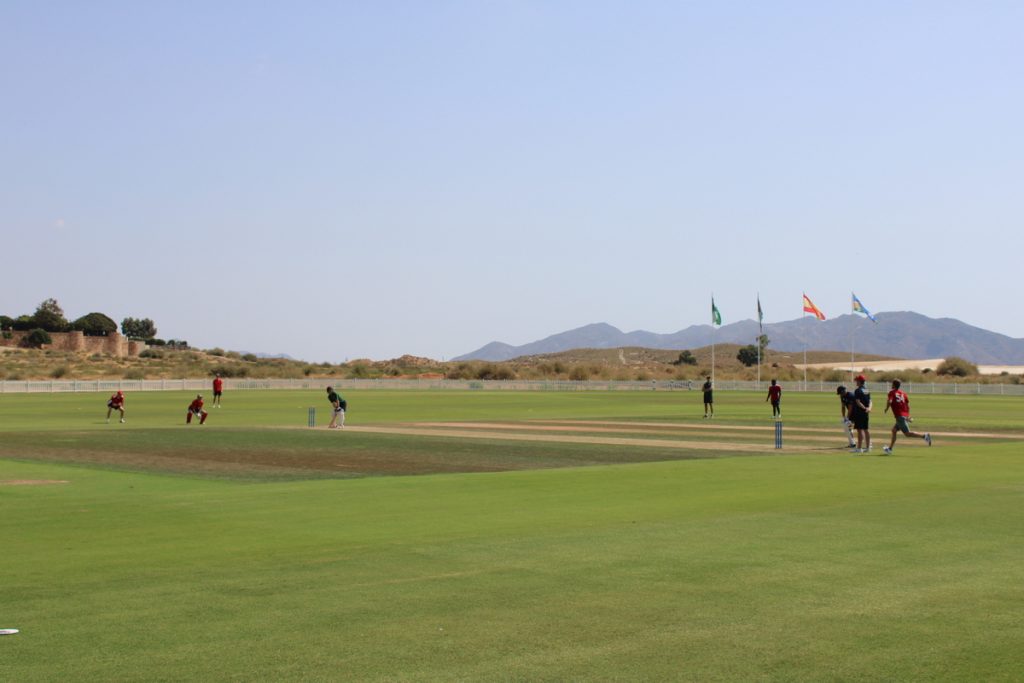 Light Dragoons in action against Granada CC on the Desert Springs ICC Accredited Match Ground