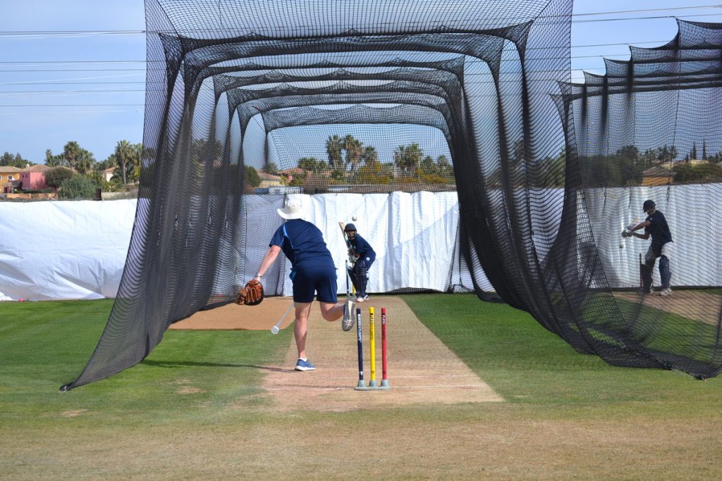 Derbyshire CCC Academy train in The Cricket Academy Nets; February 2022.