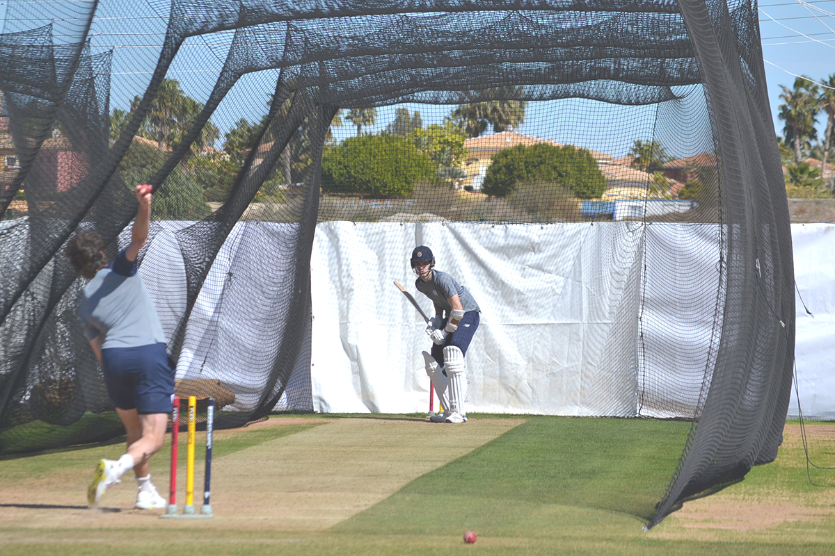 Hampshire CCC training in The Cricket Academy Nets; March 2022
