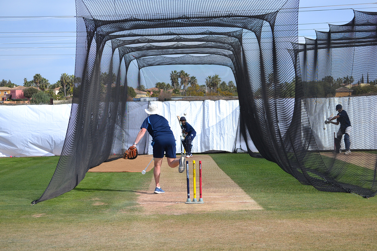 Derbyshire training in The Cricket Academy Nets; February 2022