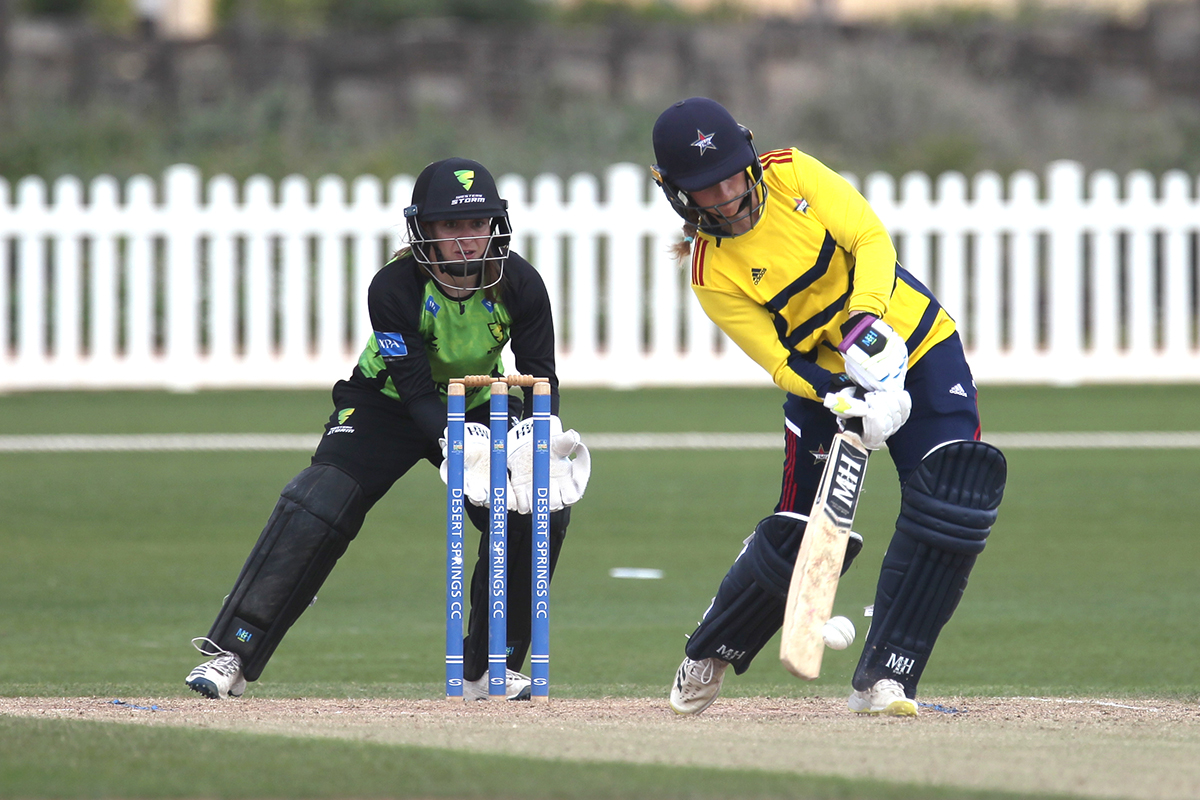 SE Stars v Western Storm on the Desert Springs Cricket Ground; April 2022